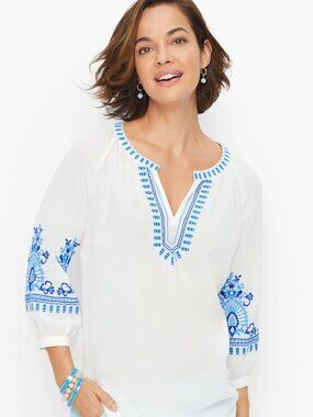Talbot Crinkle Gauze Embroidered Top Size 1X